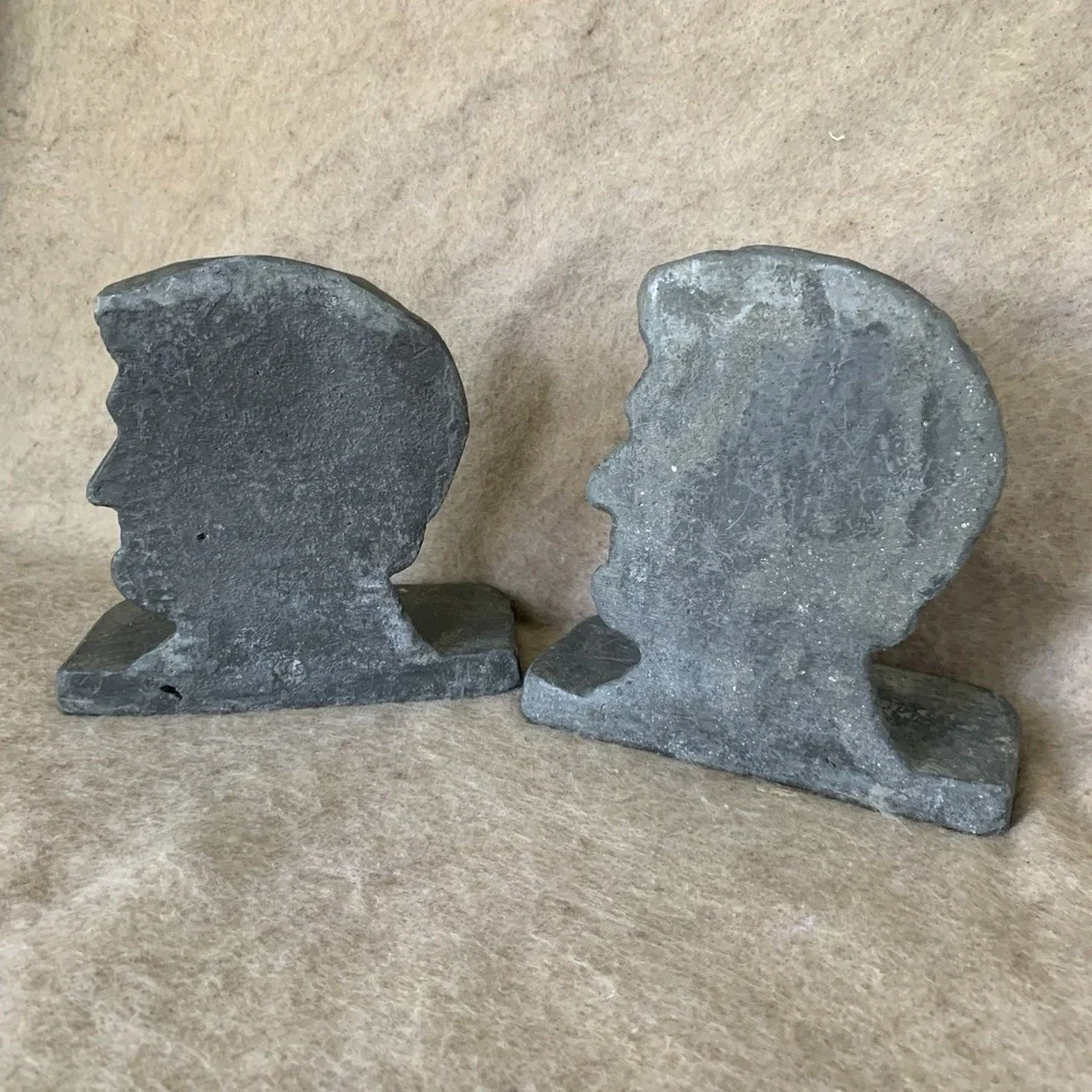 Abraham Lincoln Heavy Bookends Door‎ Stops Lead Metal Antique